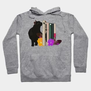 Black cat with books Hoodie
